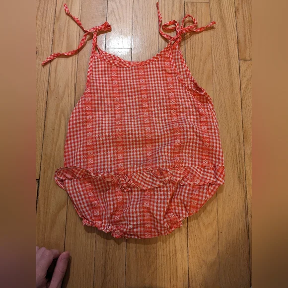 Vintage JC Penney's  Toddle Time Gingham Ruffle Romper - Picture 5 of 8